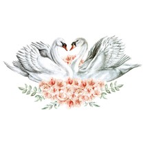 Vinilos decorativos y pegatinas cisnes con flores