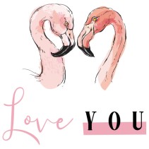 Vinilos adecorativos flamingos con frase love you