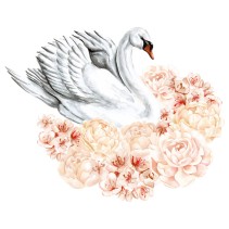 Vinilos y pegatinas cisne con flores