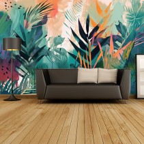 Fotomural o papel pintado dibujo palmera colores