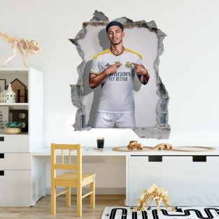 Vinilo decorativo agujero 3d jugador jude bellingham Vinilo decorativo agujero 3d jugador jude bellingham