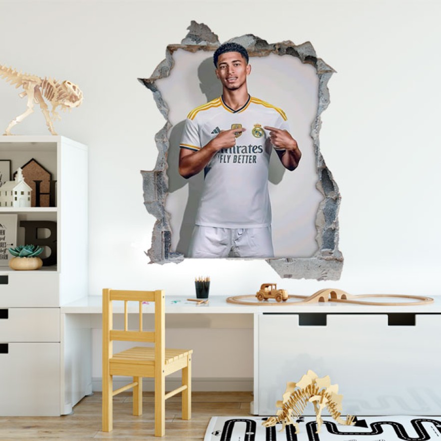 Vinilo decorativo agujero 3d jugador jude bellingham