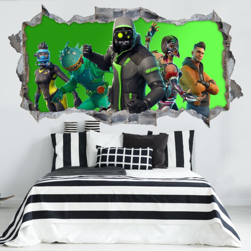 Vinilo agujero 3d pared videojuego fortnite