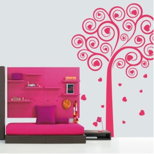 Vinilos decorativos árbol con corazones de amor