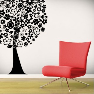 Vinilo decorativo árbol formado por flores