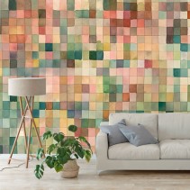 Fotomural o papel pintado patrón cuadros en acuarela