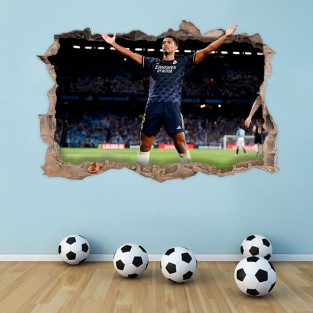 Vinilo decorativo agujero 3d real madrid bellingham estadio Vinilo decorativo agujero 3d real madrid bellingham estadio