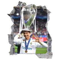 Vinilo decorativo agujero 3d cristiano ronaldo champions