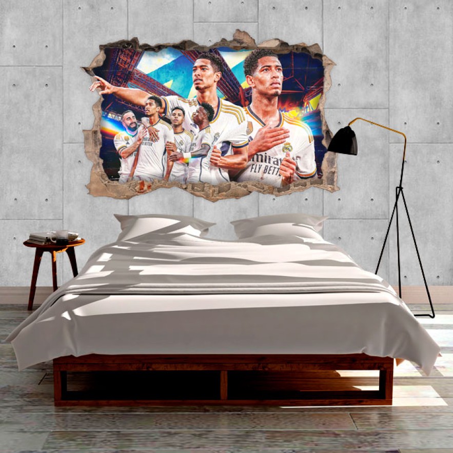 Vinilo agujero 3d real madrid collage bellingham