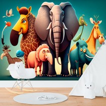 Fotomural o papel pintado animales ilustrados selva