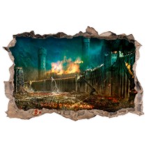 Vinilo decorativo agujero 3d muralla señor de los anillos