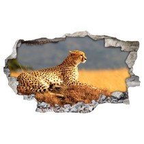 Vinilo agujero 3d leopardo áfrica