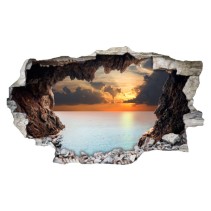 Vinilos agujero 3d vista desde cueva al atardecer