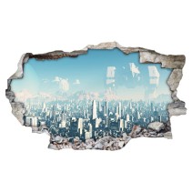 Vinilos agujero 3d panorámica ciudad ciencia ficción