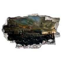 Vinilos agujero 3d ciudad ciencia ficción con naves