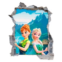 Vinilos agujero 3d disney película frozen elsa y anna