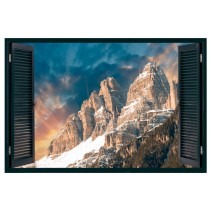 Vinilo efecto ventanas 3d nieve en las montañas