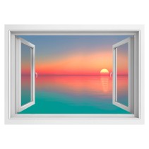 Vinilo ventana 3d atardecer colores
