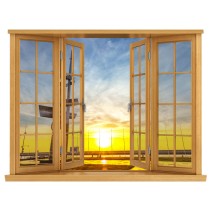 Vinilo ventanas 3d gdinia polonia al atardecer