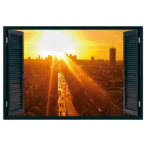 Vinilos efecto ventanas 3d parís al atardecer