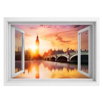 Vinilo ventanas 3d big ben london atardecer