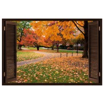 Vinilo efecto ventana 3d parque boston árboles