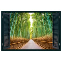 Vinilo ventanas 3d carretera y bambúes