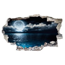Vinilo agujero 3d paisaje mar y luna