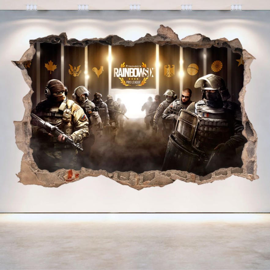 Vinilo agujero 3d videojuego tom clancy's rainbow six siege pro league