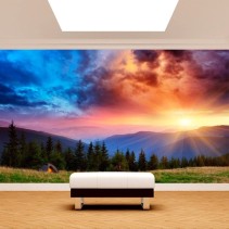 Fotomural o papel pintado montañas al atardecer