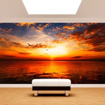 Fotomural atardecer con sol sobre el mar