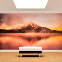 Fotomural atardecer en lago kawaguchi monte fuji