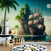 Fotomural aventura barco pirata caribe