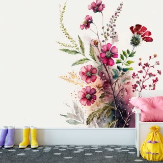 Fotomural o papel pintado dibujo  flores elegantes en acuarela