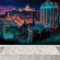 Fotomural o papel pintado dibujo paisaje atenas y capitolio estadounidense