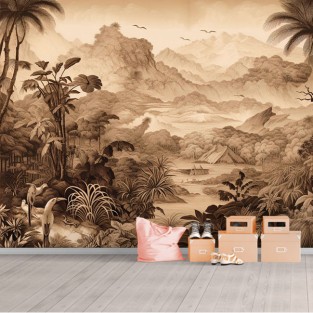 Fotomural o papel pintado sepia selva tropical Fotomural o papel pintado sepia selva tropical
