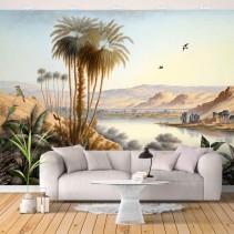 Fotomural o papel pintado paisaje oriental con lago