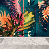 Fotomural o papel pintado dibujo palmeras tropicales