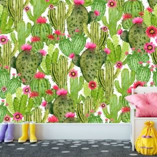 Papel pintado patrón dibujo cactus acuarela Papel pintado patrón dibujo cactus acuarela