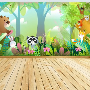 Fotomural o papel pintado infantil animales en el bosque