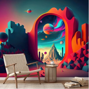 Fotomural o papel pintado ilustración paisaje espacial Fotomural o papel pintado ilustración paisaje espacial