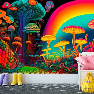Fotomural o papel pintado ilustración hongos psicodelia Fotomural o papel pintado ilustración hongos psicodelia