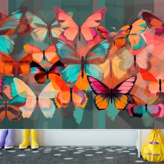 Fotomural ilustración juvenil mariposas moderna colorida