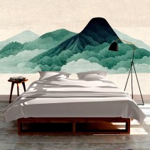 Fotomural o papel pintado montañas acuarela tonos verdes