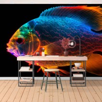 Fotomural o papel pintado ilustración pez goldfish