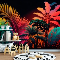 Fotomural o papel pintado ilustración plantas tropicales