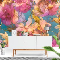 Fotomural o papel pintado ilustraciones flores acuarela