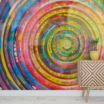 Fotomural o papel pintado acuarela mandala oración colorido