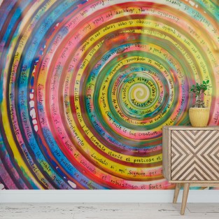 Fotomural o papel pintado acuarela mandala oración colorido
