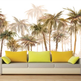 Fotomural o papel pintado acuarela paisaje palmeras